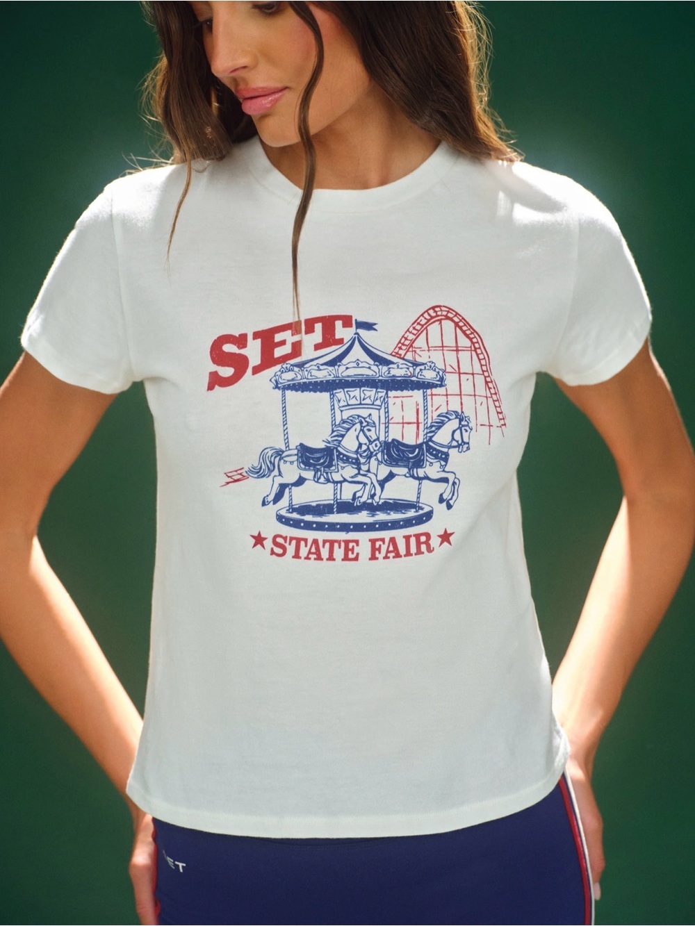 SET Active Classic Cotton Daily Staple Carousel Tee, size M, in firework NWT